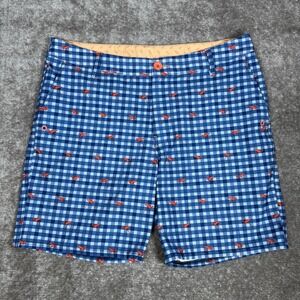 Sperry Top-Sider Shorts Men's 36 Blue Check‎ Chino Flamingo Golf Tennis Outdoor